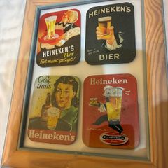Framed Vintage Heineken Metal Coasters