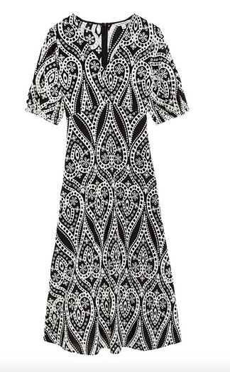 Flattering Black & Cream embroidered dress