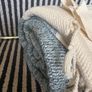 New 100% cotton turquoise marl and ecru 120cm x 160cm throw Image 2