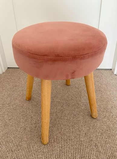 Pink Velour Foot Stool