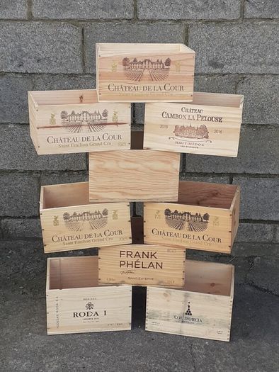 FRENCH Wooden Box Crate Storage unit (6 bottle size) Traditional.