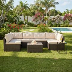 MIAMI Luxury Rattan Garden Corner Sofa with Table