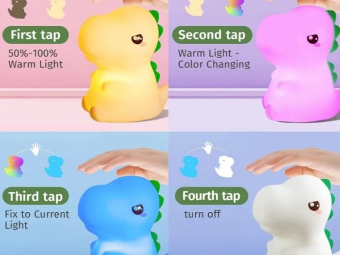 One Fire Dinosaur Night Light Kids LampBedroom, Colour Changing Baby Night Light, Silicone Dinosaur Lamp, USB Rechargeable Battery Lamp Kids Light Night Bedroom Decor,Cute Dinosaur GiftsBaby (WH-A27)