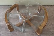New Glass Dip / Salad Dish With Wooden Stand