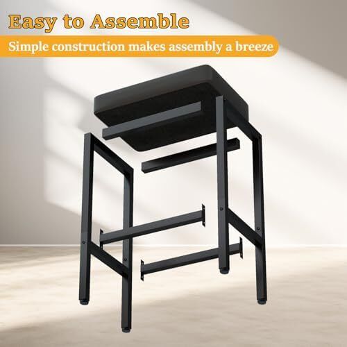 66 cm Bar Stools Set of 4, Black Breakfast Barstools, Kitchen Bar Stool Chairs with Metal Leg for Kitchen Island Counter Breakfast Bars Living Room Party