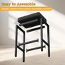 Bar Stools Set of 2, 66 cm Bar Stool, Bar Stool, Black, Leather Bar Stool, 6 cm Thick Cushion Bar Chair Set of 2, Kitchen Chairs with Metal Frame Image 4
