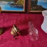 Vintage 21 Inches Tall Brass Double Burner Victorian Oil Lamp With Amber Glass Oil Font And With White Opaque Fluted Glass Globe Shade Image 3
