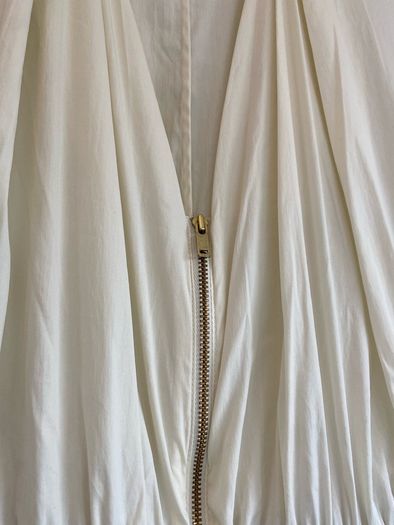 COS Gathered Zip-up Dress Off-white Grey / Brown Knee Length MIDI Size EUR 34 XS