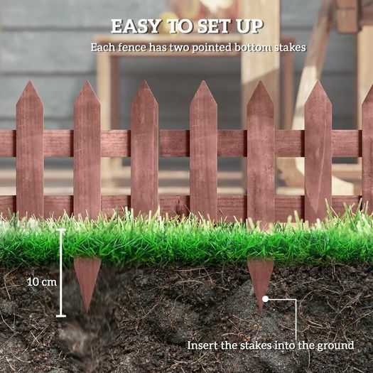 Set of 12 Wooden 60cm Garden Fence Pieces