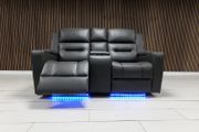 2 Seater Titan Plus Electric Grey Leather Recliner Sofa