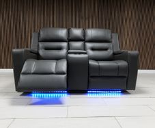 2 Seater Titan Plus Electric Grey Leather Recliner Sofa