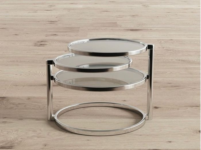 Eterntity Glass Coffee Table Frames with Swivel Motion, Chrome/Clear, 58x50x43 cm (FREE POSTAGE)