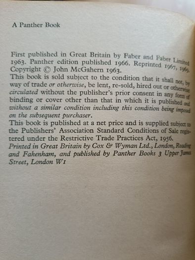 John MC Gahern the Barracks 1969 paperback in good used condition FREE STANDARD POSTAGE INCLUDED
