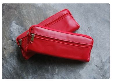 Ten mixed colour real leather pencil case / glasses cases