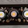 Wooden candle holder with 3 glass candle holders 14 inches by 3 inches and real stone features Image 2