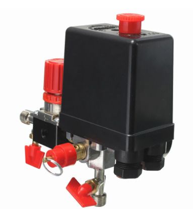 BRAND NEW Arrival Air Compressor Pressure Valve Switch Manifold Relief Regulator Gauges 180PSI 240V 45x75x80mm