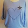 Carla Giannini Women's Angora Mix Top With Heart & Stars New With Tag Light Blue Image 2