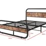 King Size Bed Metal Platform Bed Frame with Wood Headboard Image 9