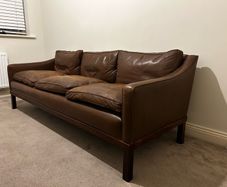 Brown Leather The President Mid Century Sofa by Ingemar Thillmark for OPE-Mobler