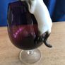 Vintage Brandy Glass with Hanging Cat Ornament Image 3