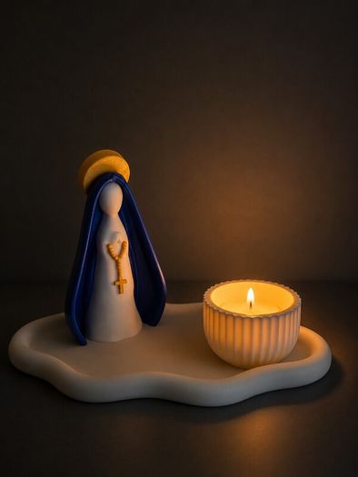 Handmade Marian Prayer Tray & Candle Holder