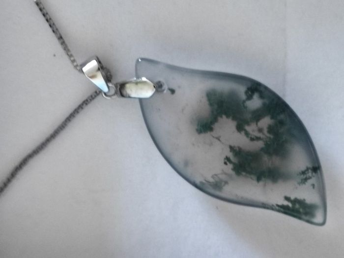 COAI sterling silver Moss agate necklace