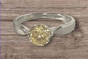 Vintage Champagne Sapphire Silver Solitaire