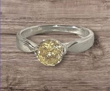 Vintage Champagne Sapphire Silver Solitaire