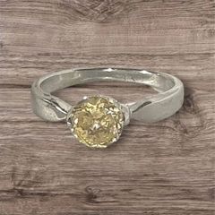 Vintage Champagne Sapphire Silver Solitaire