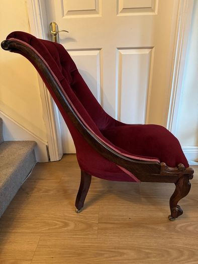 Antique Victorian Rosewood Slipper Chair