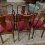 Vintage Mahogany dining chairs set of 6, red upholstery Image 4