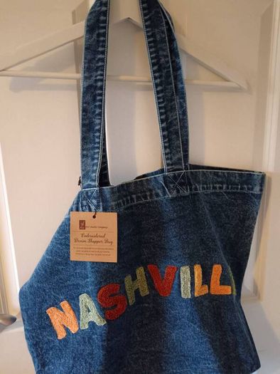 large denim bag
