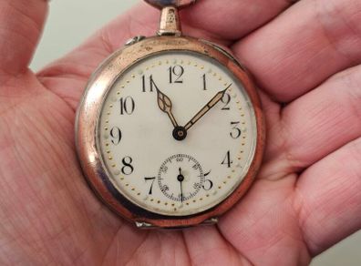 Antique Silver Swiss Made WW1 Era Military Pocket Watch