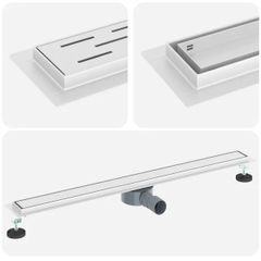 Shower Drain 2-in-1 with 360 Siphon Silver 90 cm