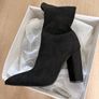 Black Pointed Toe Heeled Ankle Boots Size 6 EU 39 Image 4