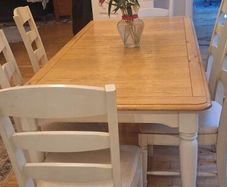 Oak dining room table and chairs