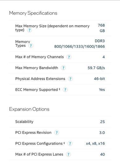 Intel Xeon Processor E5-2690 v2 25M Cache, 3.00 GHz. 20 logical processors/threads 50 euro each