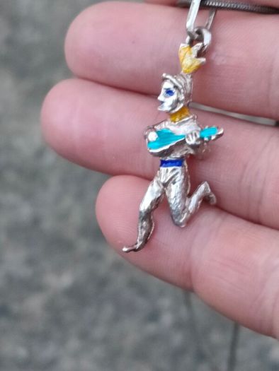 19th Century Italian Silver Jester Pendant Set