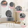Plush Flannel Vanity Stool with Bowknot Backrest & Storage, Foldable Back Makeup Chair with Cushioned Seat & Metal Legs, Soft Dressing Table Stool for Bedroom, Home Decor, Grey Image 6