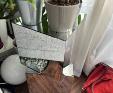 Custom Handmade Mirrored Geometric Side Table / Pedestal Stand