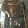 Antique French brass ceiling light with glass shade Image 8