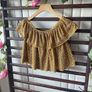 topshop off shoulder mustard patterned top size 8 Image 2