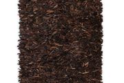 Shaggy Rug Genuine Leather 190x280 cm Brown