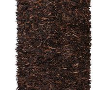Shaggy Rug Genuine Leather 190x280 cm Brown
