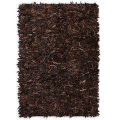 Shaggy Rug Genuine Leather 190x280 cm Brown