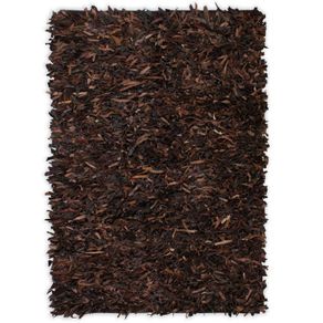 Shaggy Rug Genuine Leather 190x280 cm Brown