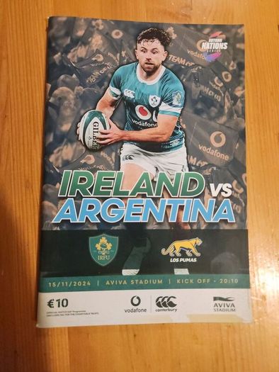 Irish Rugby International Programs X 2. In Very Good Condition.