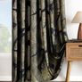 Velvet Curtains with Gold Foil Leaves Pattern, 2 Pieces Black Velvet Curtains with Eyelets, Each 90 x 90 Inch, Room Darkening Curtain Drapes for Classical Living Room Bedroom Image 3