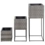 Garden Raised Beds 3 pcs Poly Rattan Grey Image 5