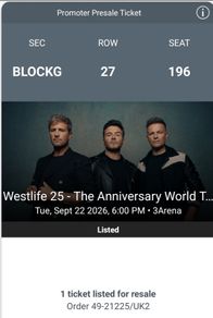 westlife ticket